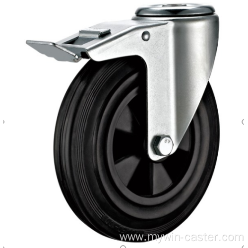 100mm European industrial rubber swivel caster with brake